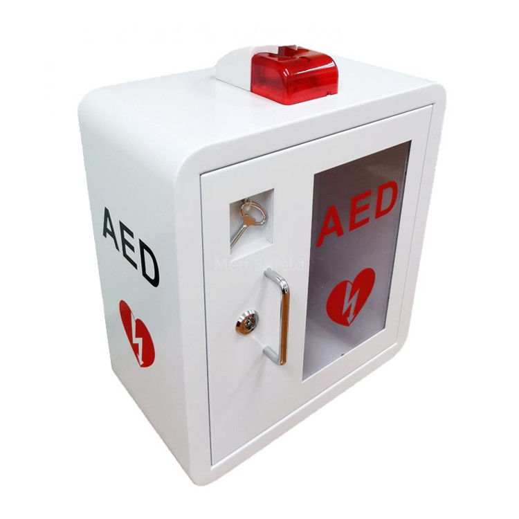 Universal Indoor White Metal Alarmed AED Defibrillator Wall Cabinet